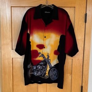 Red and Black Motorcycle Print Shirt men’s 3XL